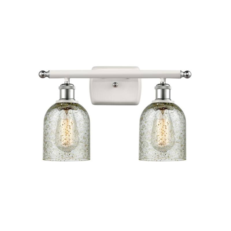 Innovations Lighting Caledonia 2 Light 16" Wide Bathroom Vanity Light - White and Polished Chrome / Mica