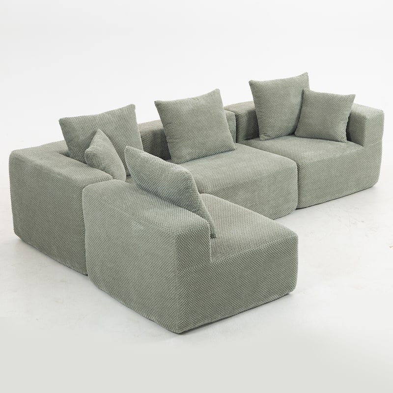Flannelette Modular Sectional Sofa Full-Foam Build Compressed Couch