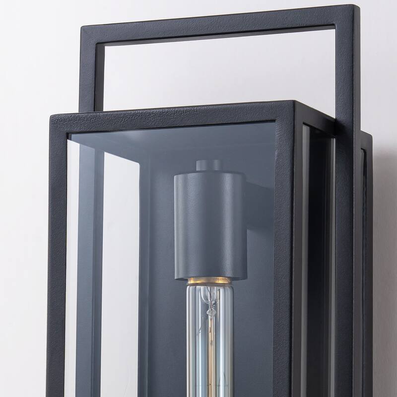Rennnsan 1-Light Matte Black Rectangular Iron IP23 Outdoor Wall Sconce for Patio