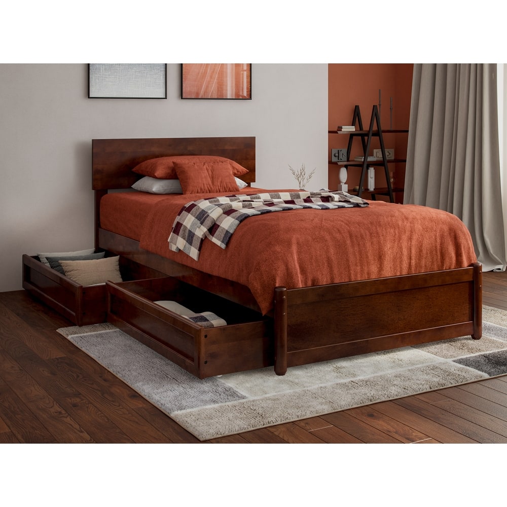 Wesley Platform Bed with Panel Footboard and Storage Drawers