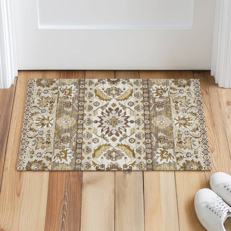 Machine Washable Indoor/ Outdoor Traditional Aspen Chantille Rug