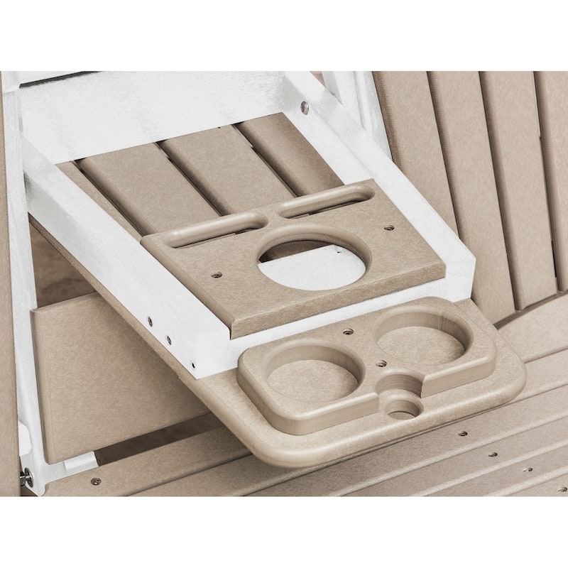 American Furniture Classics Two Seat Fan Back Glider with Drop Down Table/Cup Holder - N/A
