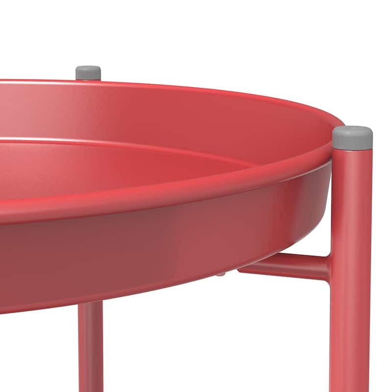 Outdoor Side Table, 2-Tier End Table Round Accent Table