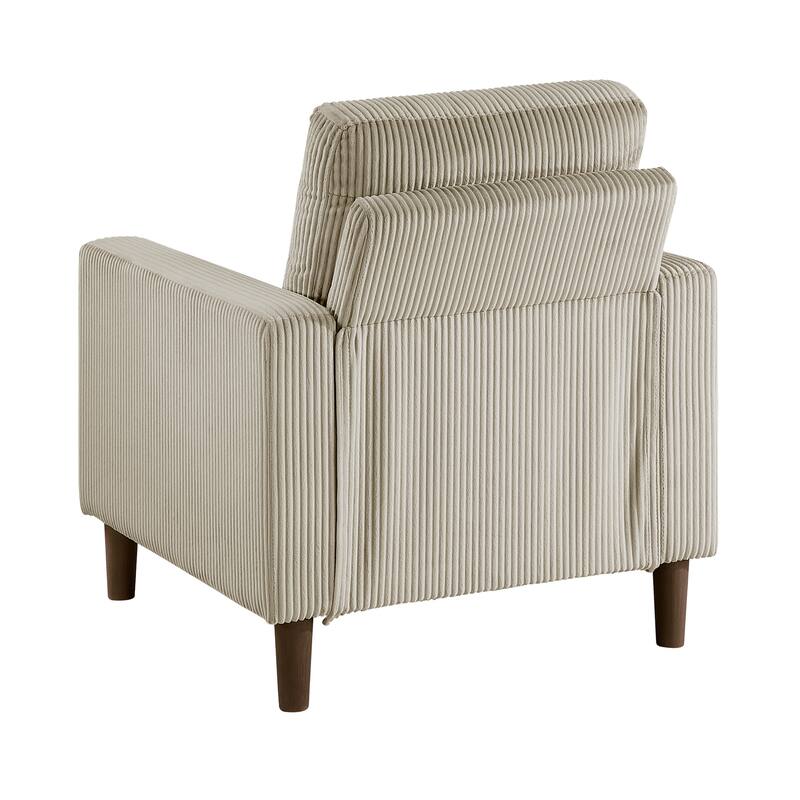 Caspian 32" Corduroy Living Room Chair - Wood Finish Exposed Feet