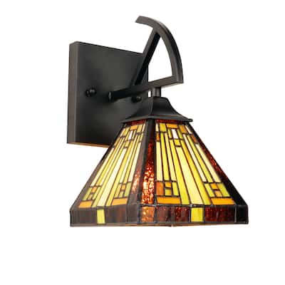 Tiffany Design, Mission Style 1-Light Wall Sconse - 10 inches high