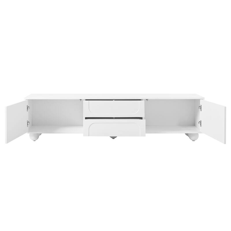 Modern TV Stand Arched TV Stand for TVs up to 75 Inches with 2 Drawers and Rebound Device, for Living Rooms and Bedrooms