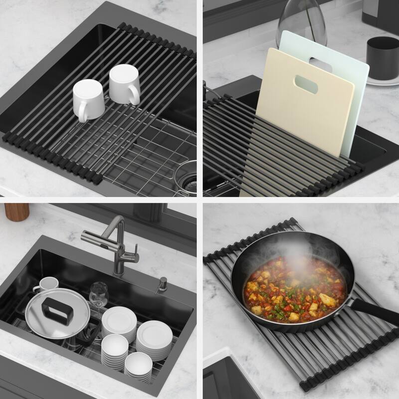 30" Drop-in 16 Gauge Single Bowl Stainless Steel Kitchen Sink in Gunmetal Black - 30'' x 22'' x 10''