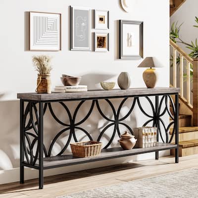 70.9 Inch Long Sofa Table, Industrial Console Table - 70.9" L × 11.8" W × 31.9" H