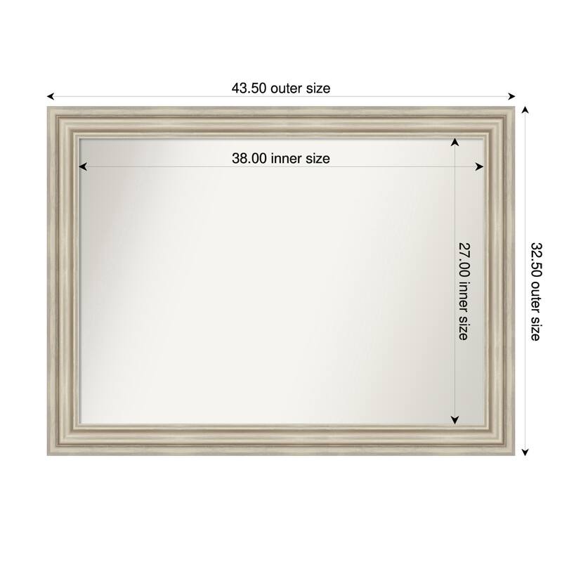 Sierra Non-Beveled Wood Framed Bathroom Vanity Wall Mirror - 44 x 33 in - Sierra Silver