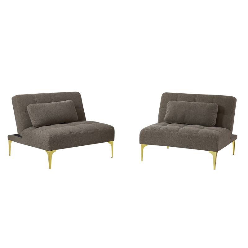 Modern Teddy Fabric Sofa Bed with Two-Piece Design and Easy Setup