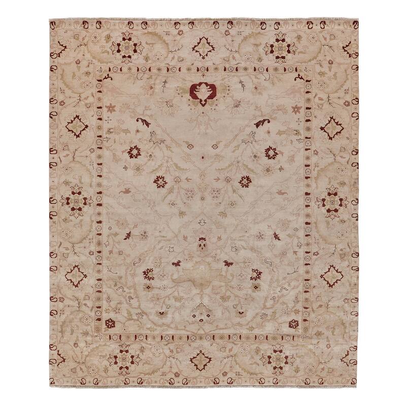 EXQUISITE RUGS ONE-OF-A-KIND Agra Hand Knotted Light Beige Rug - 12'2"x14'6"
