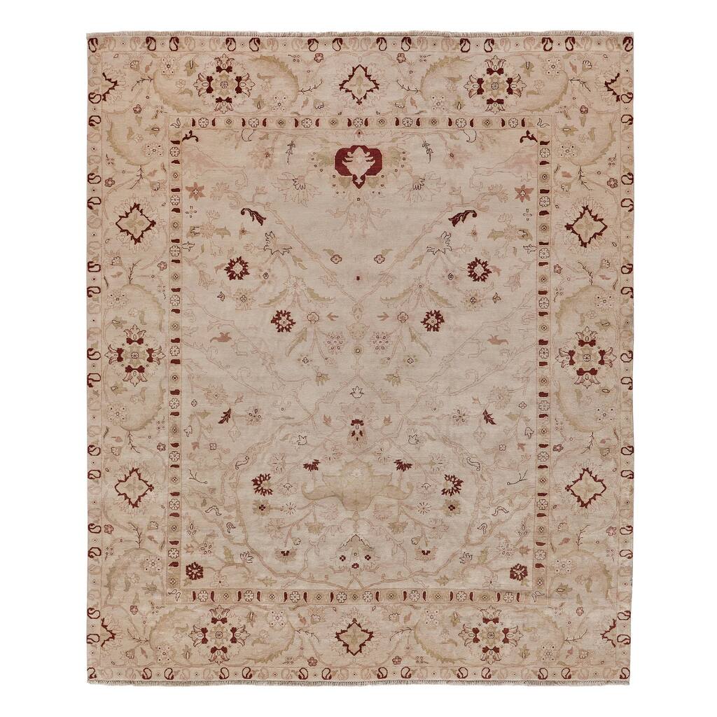 EXQUISITE RUGS ONE-OF-A-KIND Agra Hand Knotted Light Beige Rug - 12'2"x14'6"