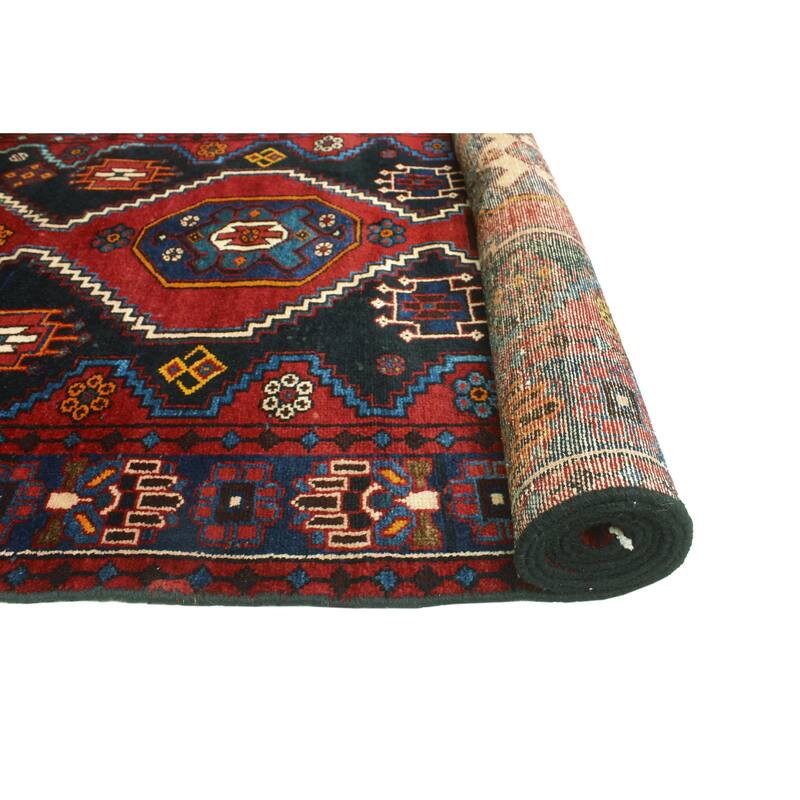Fine Vintage Distressed Nava Black/Red Runner - 3'4" x 9'10"