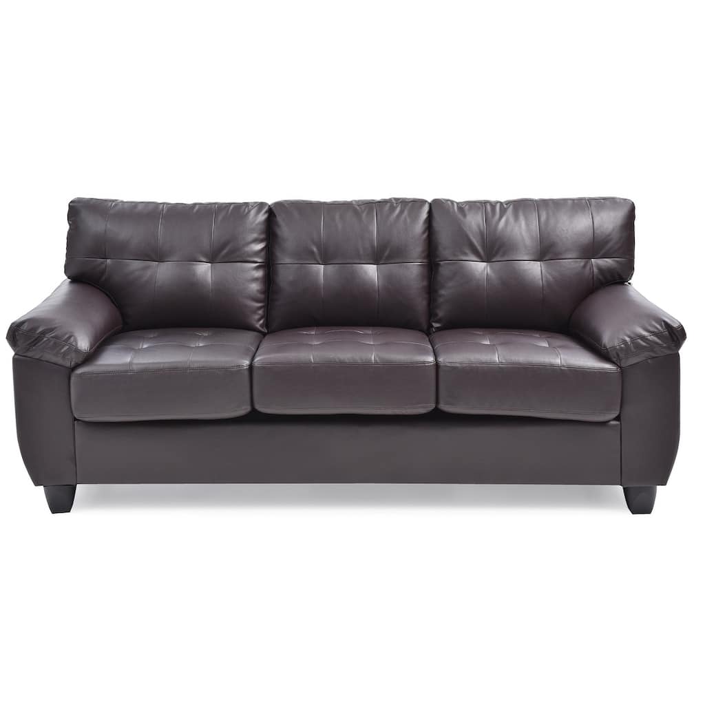 Flared Arm Faux Leather Tufted Straight Sofa - 78" - Brown