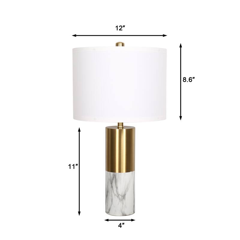 20" Modern Metal Marble Table Lamp, Bedroom Table Lamps Set of 2