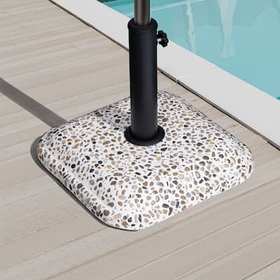Pellebant Outdoor Patio Square Umbrella Base Concrete-Cobble Finish - N/A