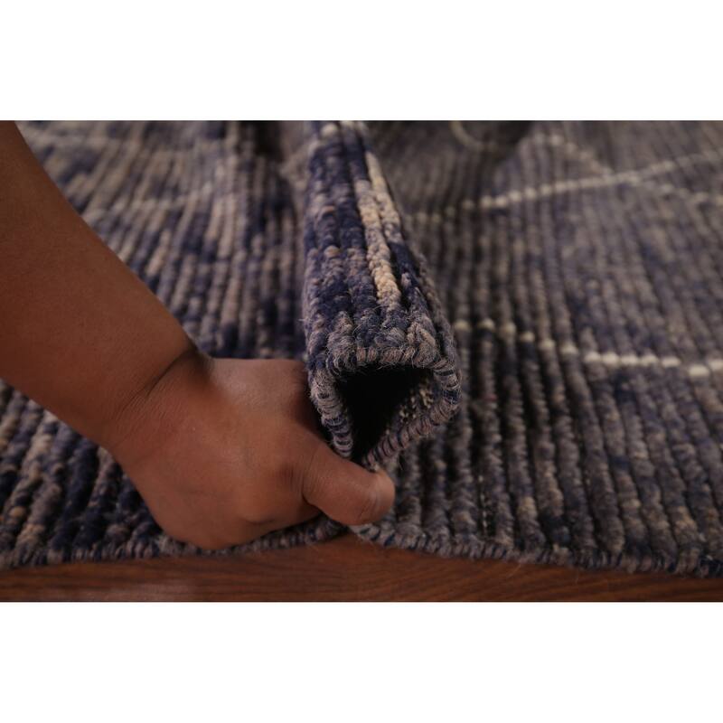 All-Over Trellis Moroccan Area Rug Hand-Knotted Wool Carpet - 4'10"x 9'1"