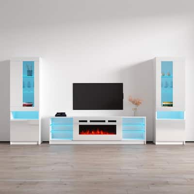 Boston WH01 Electric Fireplace Modern Wall Unit Entertainment Center