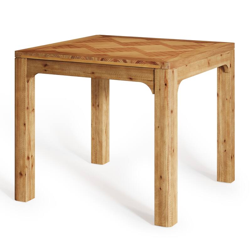 Square Solid Wood Dining Table, Kitchen Table with 3D Textured Top for Living/Dining Room