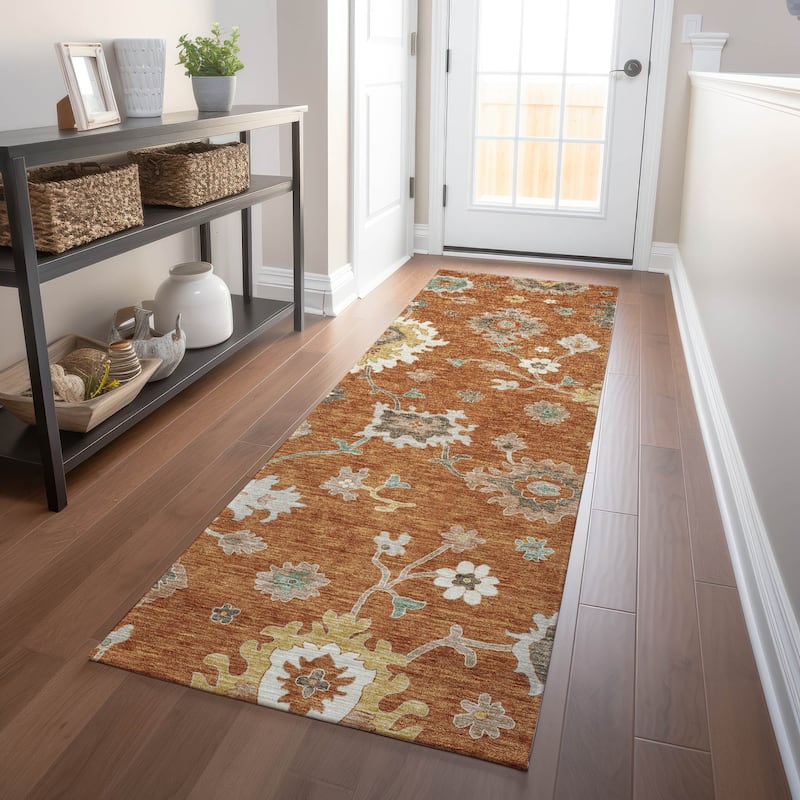 Premium Washable Super Soft Traditional Farmhouse Mayfield Rug - Paprika - 2' 3" x 7' 6"