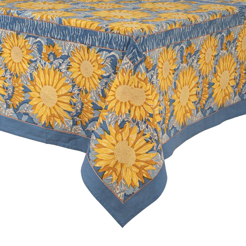 Couleur Nature Sunflower Tablecloth - Yellow/Blue