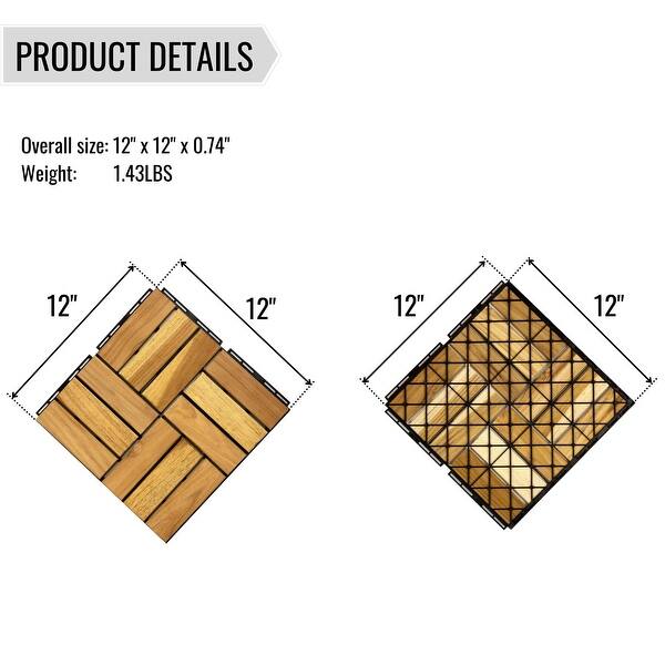 Nestfair 12 in. x 12 in. Oak Square Wood Interlocking Checker Pattern ...