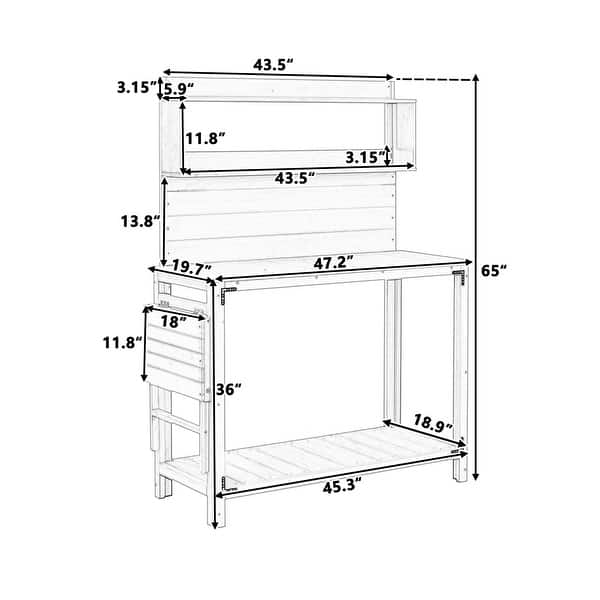 Merax 65inch Garden Wood Workstation Backyard Potting Bench Table - N/A ...