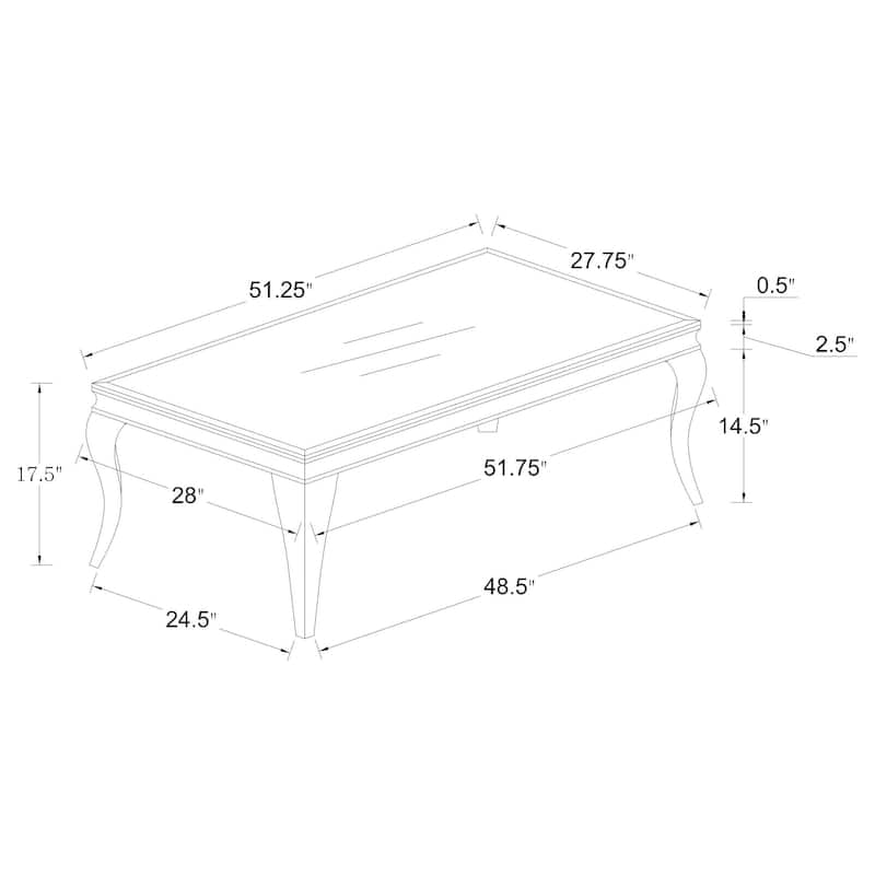 Carone Rectangular Glass Top Coffee Table
