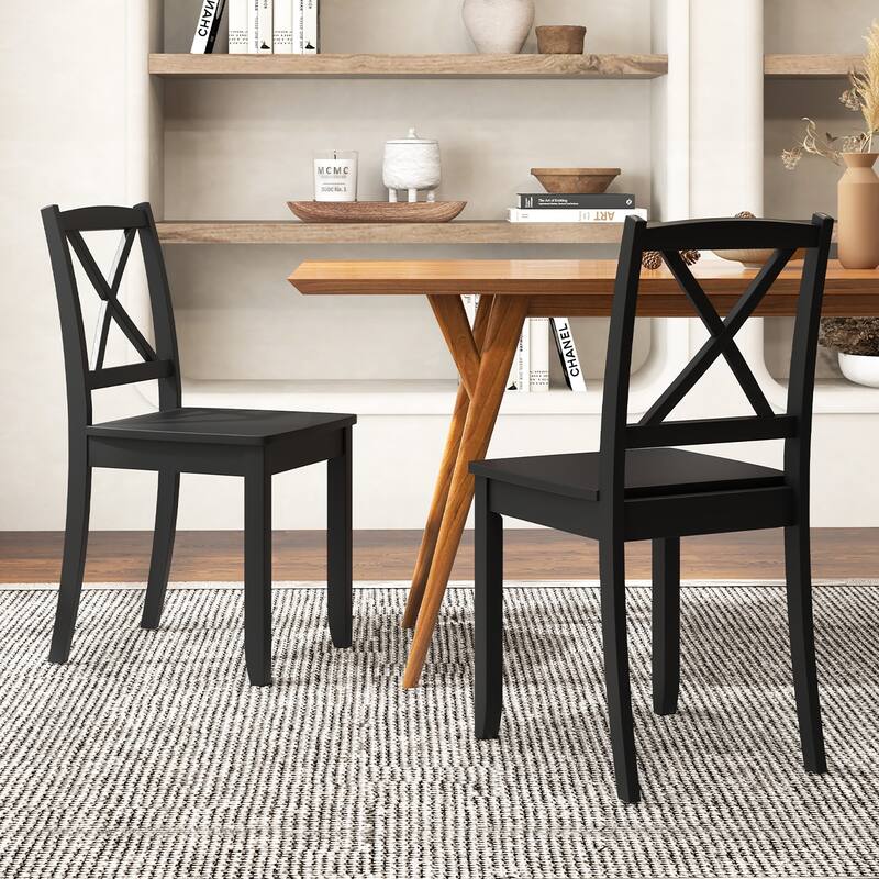 Gymax Dining Chair Set of 4 Kitchen Side Chairs w/ Rubber Wood Legs &