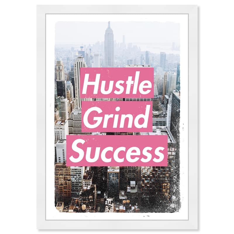 Wynwood Studio Prints Typography and Quotes Hustle City Pink Pink and Rose Pink Modern & Contemporary Wall Art Canvas Print