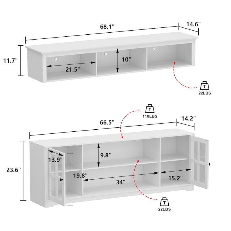 Home Modern Entertainment Center Large Tv Stand Console Table Modular