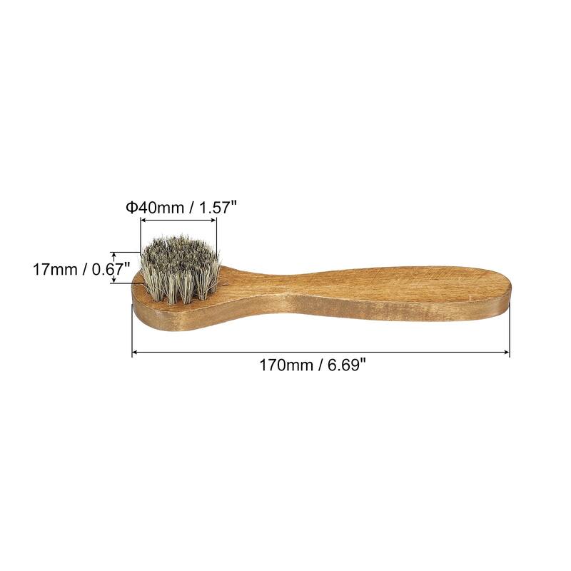 Horsehair Shoes Brush with Handle Leather Boots Polish Daubers, Brown