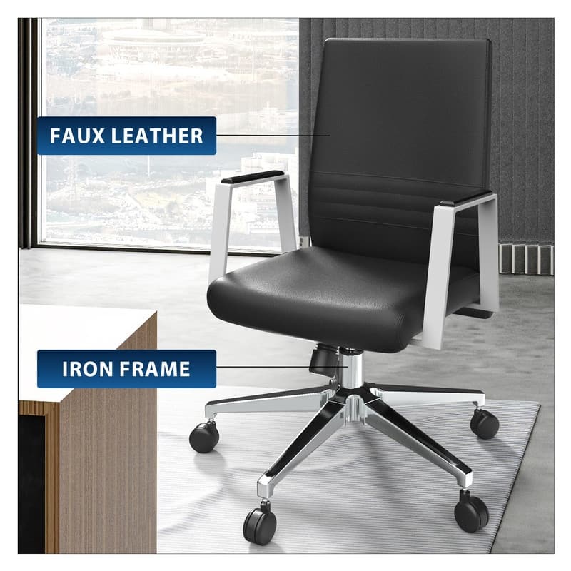 Aleen Ergonomic Leather Office Chair with Iron Frame,Tilt, Swivel, Adjustable Height for Home or Executive Computer Desk