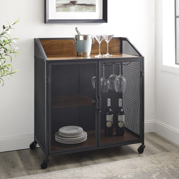 Carbon Loft Pierpont Industrial Mesh Bar Cabinet On Sale Overstock 22393031