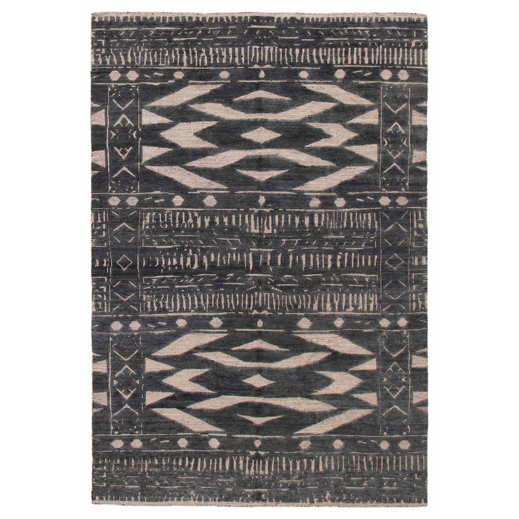 ECARPETGALLERY Hand-knotted Tangier Grey Wool Rug - 6'8 x 9'9