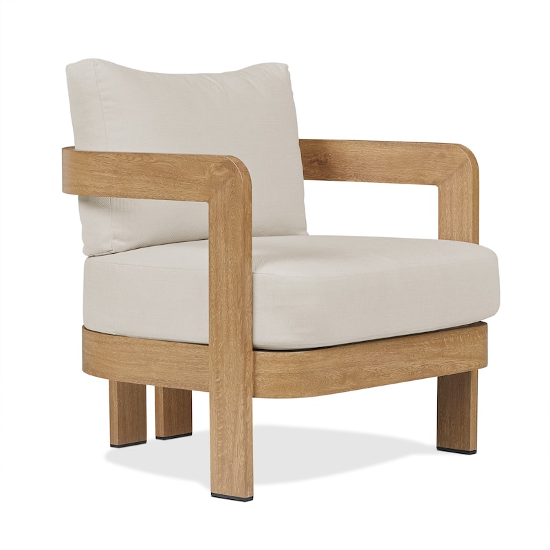 Arlo 30" Metal Outdoor Chair in Weathered Lakewood With Cushions by Real Flame