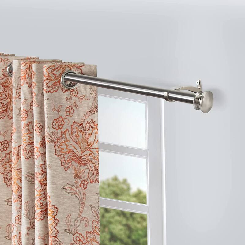 Deco Window 1 Inch Adjustable Curtain Rod for Windows & Doors Curtains with Endcap Round Finials & Brackets Set