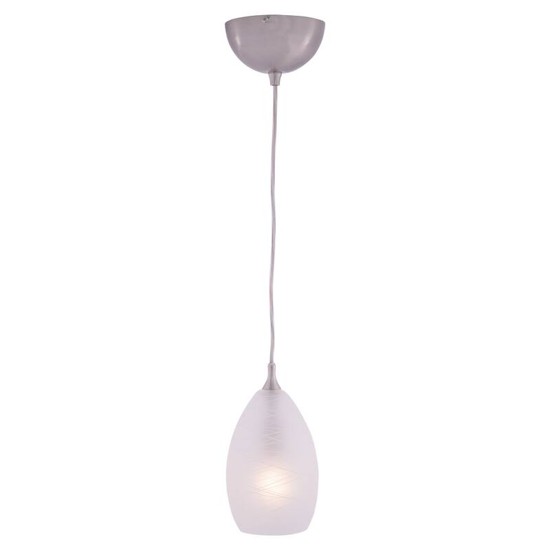 Milano Satin Nickel Mini Pendant Ceiling Light White Glass - 4.5-in W x 8.25-in H x 4.5-in D - Satin Nickel - 4.5-in W x 8.25-in H x 4.5-in D