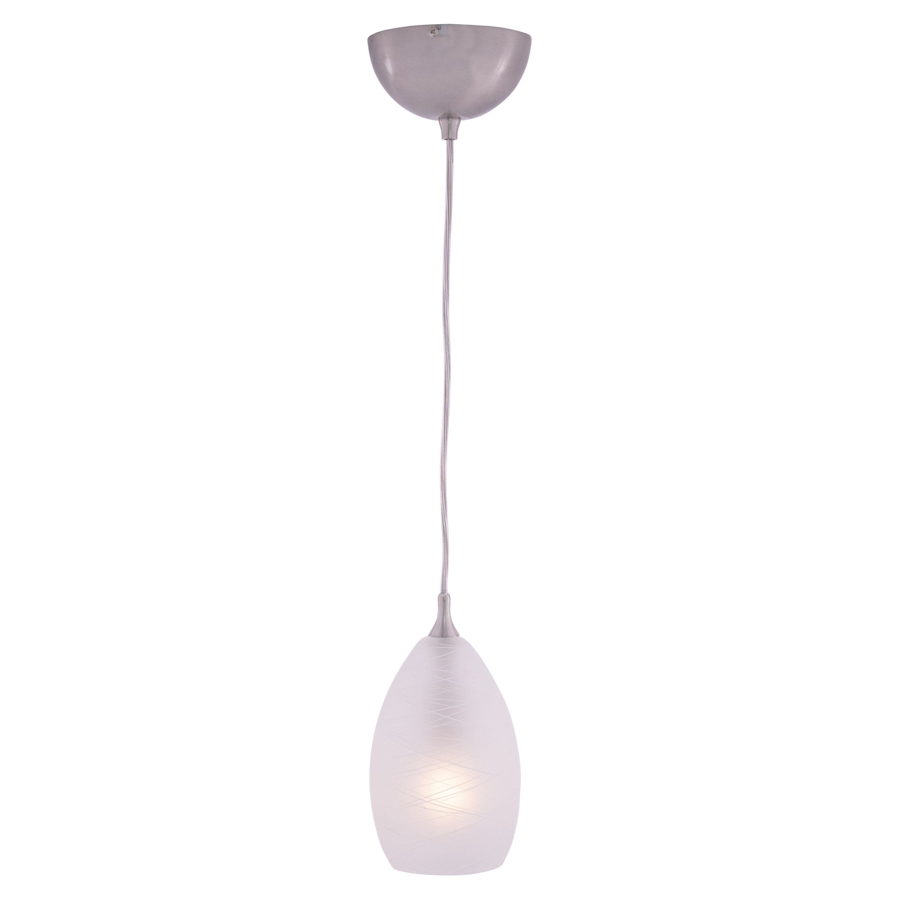 VAXCEL Milano Satin Nickel Mini Pendant Ceiling Light White Glass - 4.5-in W x 8.25-in H x 4.5-in D