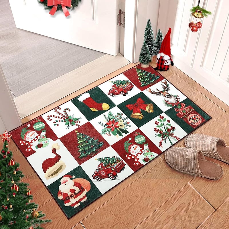 Washable Xmas Style Prints, Christmas Area Rugs Holiday Decor - 2*3ft