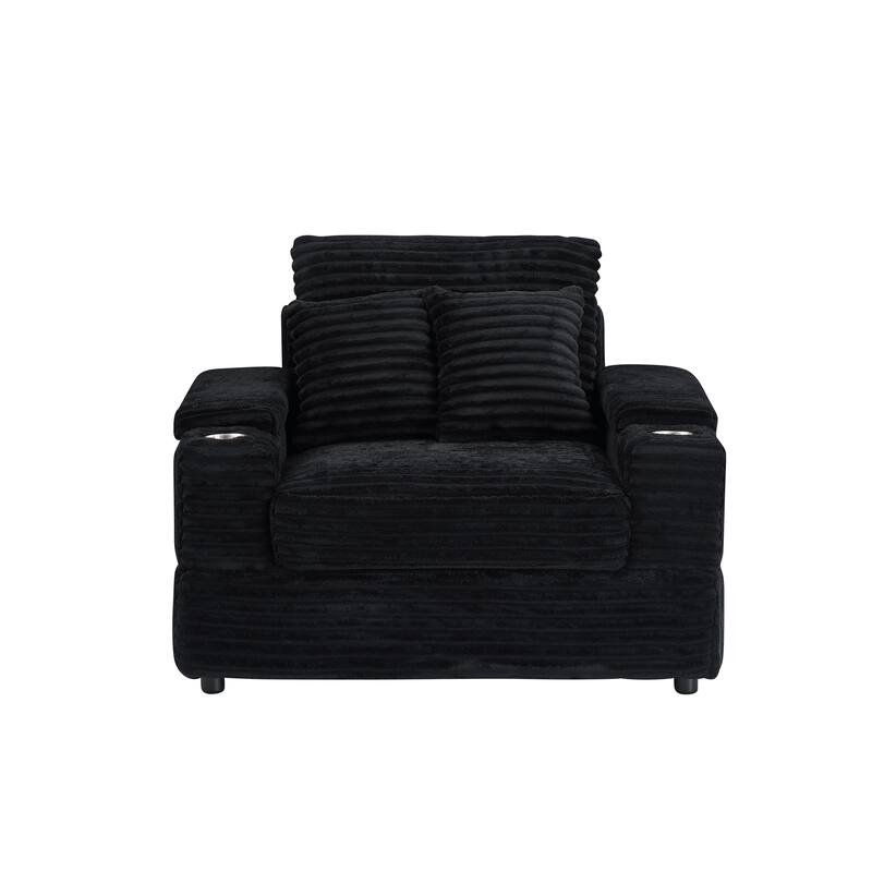 57 Inch Corduroy Single Sofa with Ottoman Sleeper Sofa Lounge Sofa