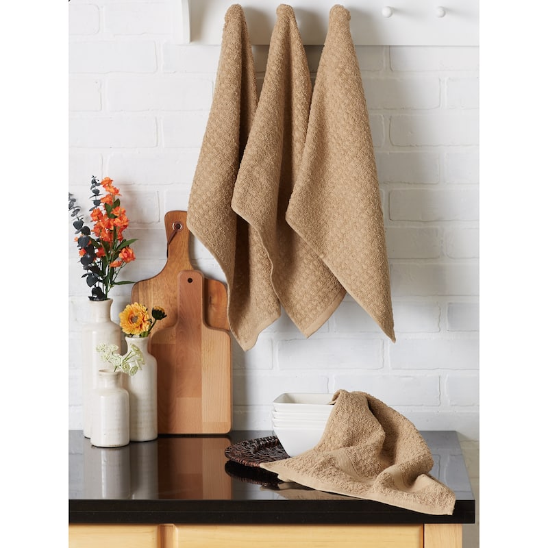 Solid Waffle Terry Dishtowel Set of 4