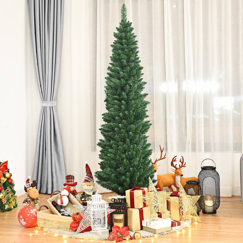 Gymax 6' PVC Artificial Christmas Tree Holiday Decor Slim Pencil Tree