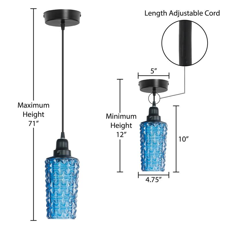 River of Goods Blue/Red and Black Glass and Metal 4.75-Inch Pendant Light with Adjustable Hanging Cord