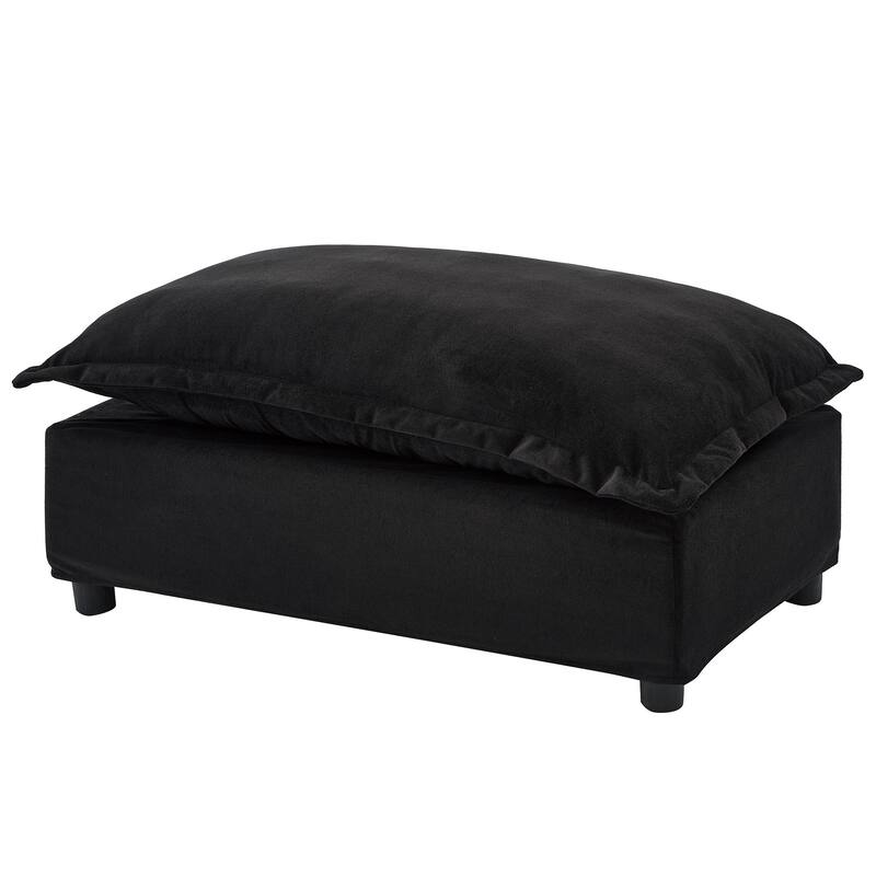 Chenille Modern Armchair Sofa with Movable Ottoman, Wide Seat, Curved Armrests, and Removable Cushions