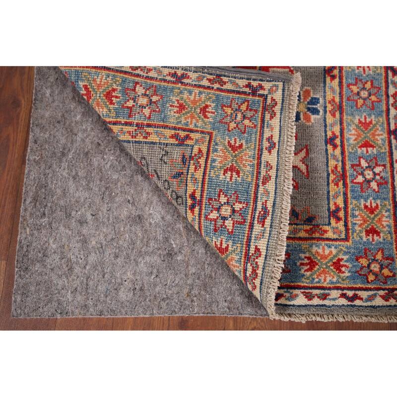 Gray Geometric Kazak Oriental Foyer Rug Hand-Knotted Wool Carpet - 2'0" x 3'0"