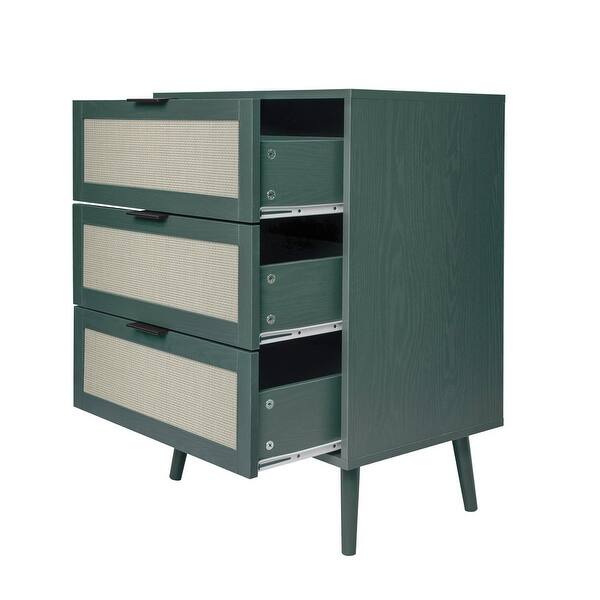 Farmhouse Style 3-Drawer Dresser, Rattan Storage Cabinet Suitable for Bedroom Living Room, Dark Green - Bed Bath & Beyond - 39221431 Farmhouse Style 3-Drawer Dresser, Rattan Storage Cabinet Suitable for Bedroom Living Room, Dark Green - Bed Bath & Beyond - 39221431