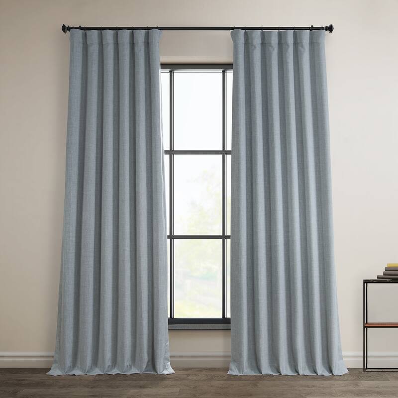 Exclusive Fabrics Faux Linen Room Darkening Curtain (1 Panel) - 50 X 84 - Heather Grey