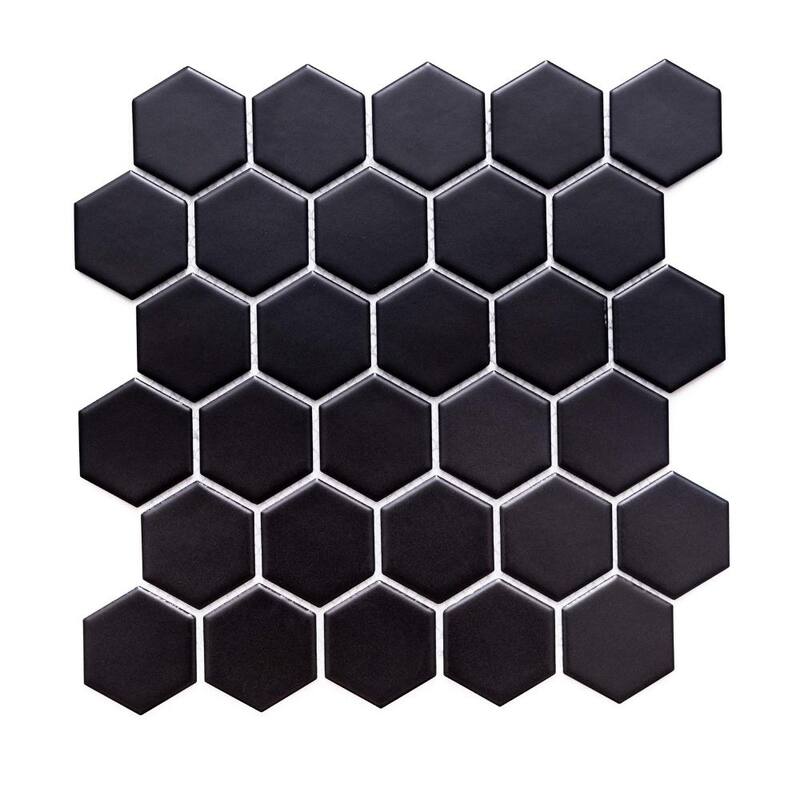 The Tile Life Honeycomb 2x2 Black Porcelain Floor & Backsplash Wall Tile