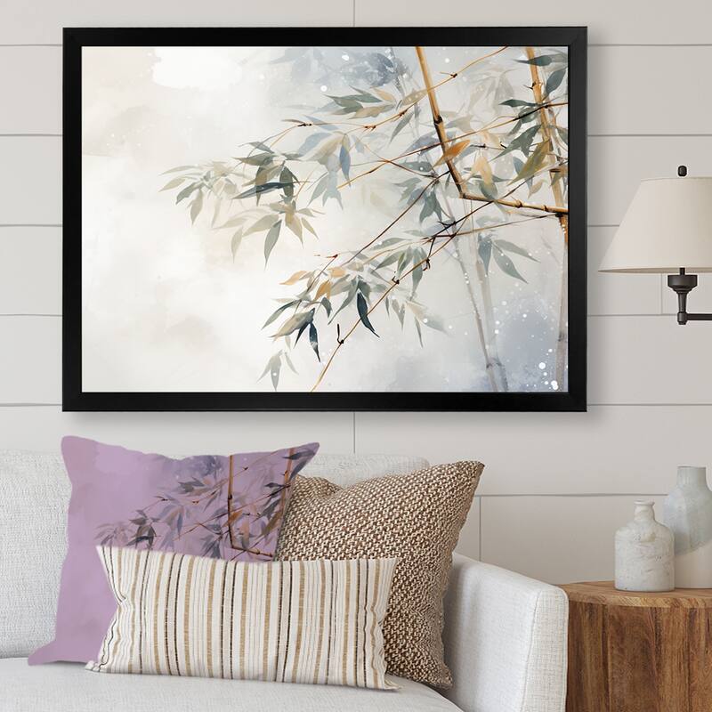 Designart "Minimalism Bamboo Serenity" Bamboo Framed Wall Decor - 40 in. wide x 30 in. high - Black